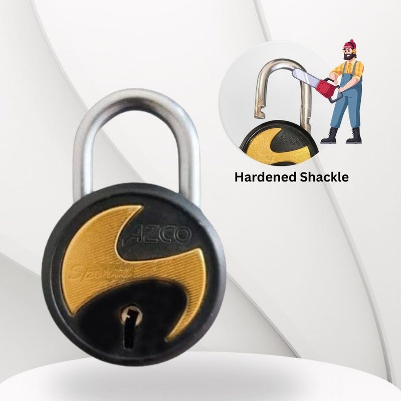 ONEPRO Azco Round Locks Multiple Keys Padlocks 52mm 65mm Steel Levers Double Locking, Strong Hardened Shackle Lock and Key for Home Door Shutter Shop Office Main Gate (6 Keys BSport 65mm Pack of 1) - Image 4