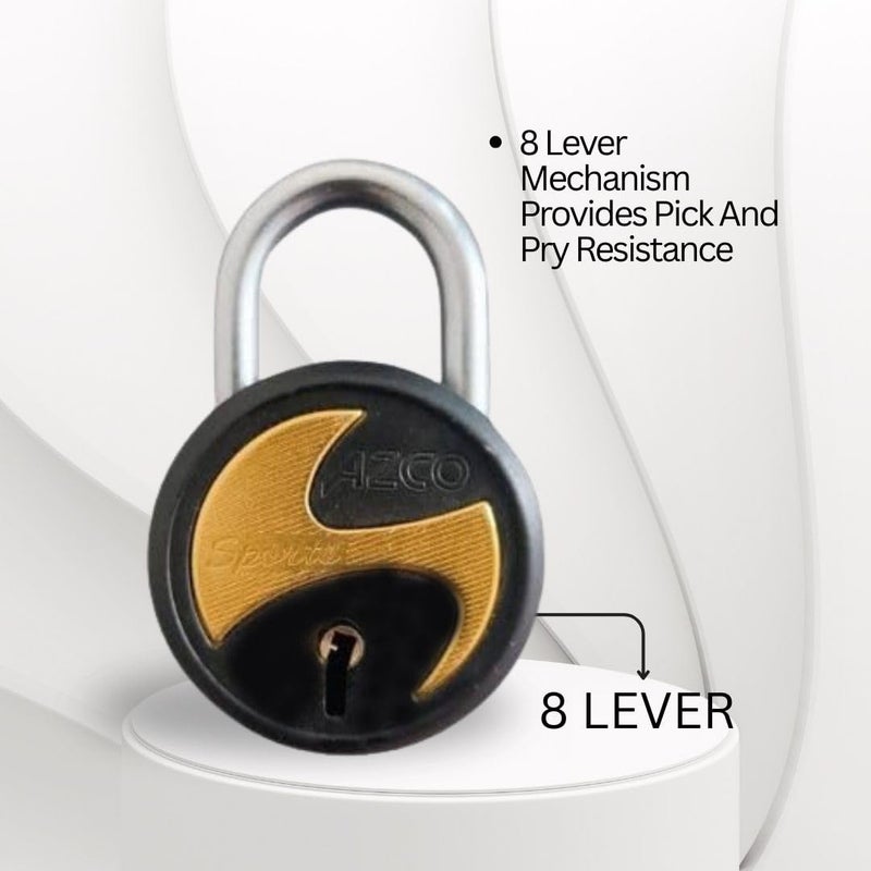 ONEPRO Azco Round Locks Multiple Keys Padlocks 52mm 65mm Steel Levers Double Locking, Strong Hardened Shackle Lock and Key for Home Door Shutter Shop Office Main Gate (6 Keys BSport 65mm Pack of 1) - Image 3