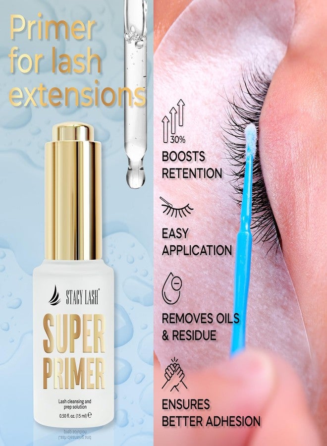Stacy Lash Primer for Lash Extensions | Super Primer/Cleanser 15ml | Eyelash Extension Primer | Protein Oil Remover | Increase Adhesive Bonding Power Retention | Professional Lash Supplies - Image 2