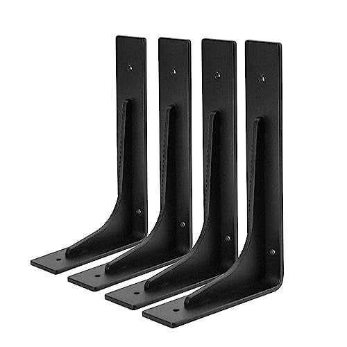 PICESA 8"x 4.7" Shelf Brackets,L Shelf Brackets, Vertical Angle, Premium Alloy Metal Heavy Duty Shelf Bracket, high Strength Mounting Hardware Included, Corner Brace Joint,Pack of 4. (8 inch L+Beam) - Image 1