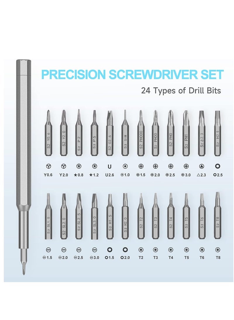 Precision Screwdriver Set Mini Screwdriver Magnetic Driver Bits Set- Pocket Manual 24 in 1 Screwdriver Set-Repair Tool Kit Strong Magnetic →glasses, laptops, PC, mobile devices, watches, DIY etc  - Image 2