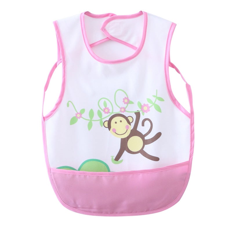 Childrens Costume Bib Baby Dinner Meal Bag Parents Kiss New Cartoon Printed Baby Retro-Dressing 86607 light powder