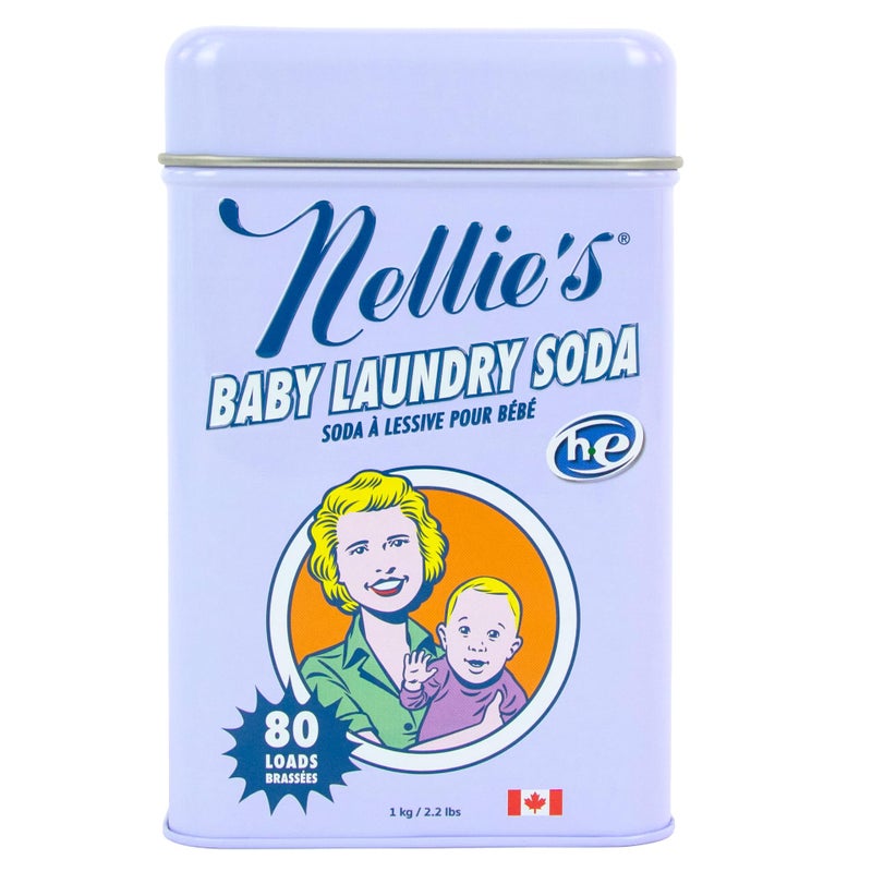 Nellie's علبة مسحوق غسيل الأطفال من نيللي - 80 غسلة - منظف مسحوقي لطيف للأقمشة الحساسة - تركيبة خالية من العطور - 80 غسلة - صنع في كندا - Image 1