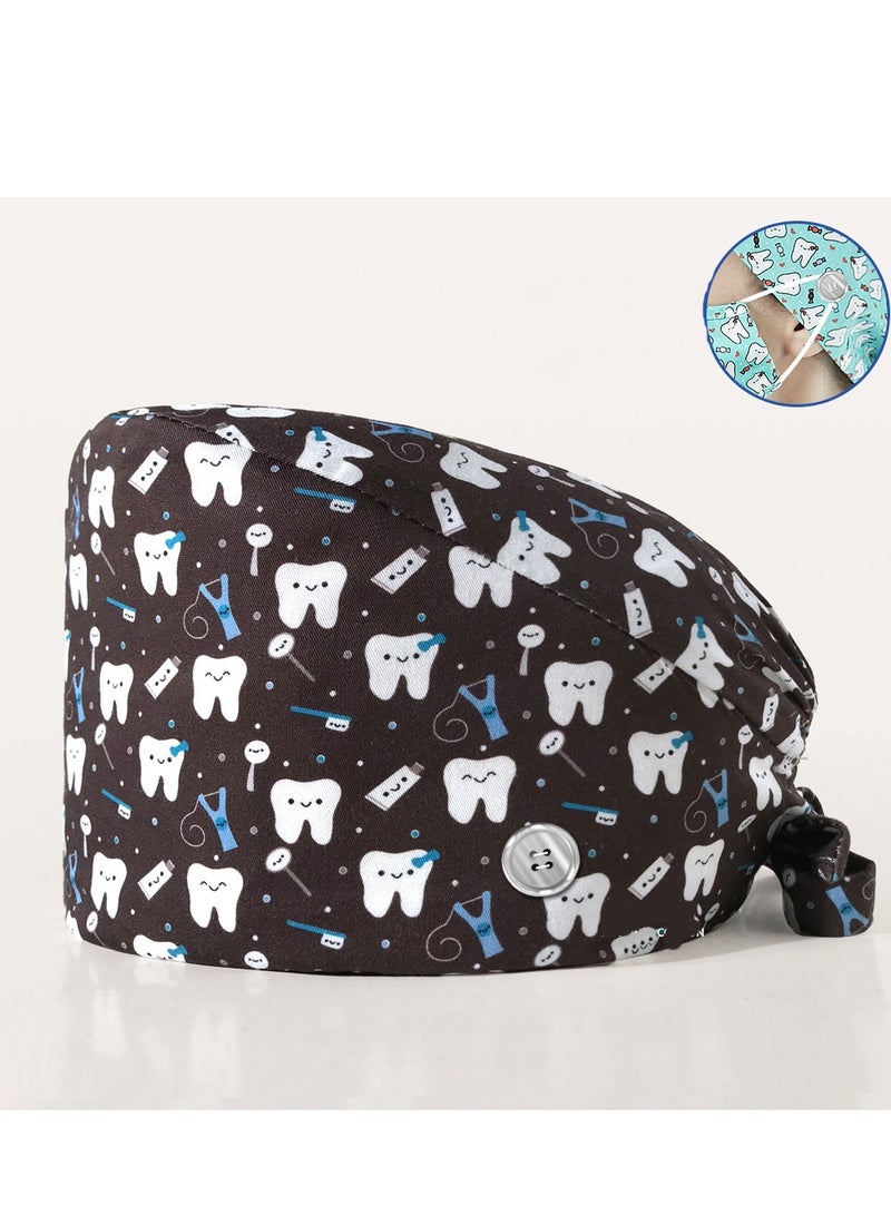 Medical Cotton Surgical Cap Fluffy Cap Adjustable Working Caps With Button And Sweatband - Image 1