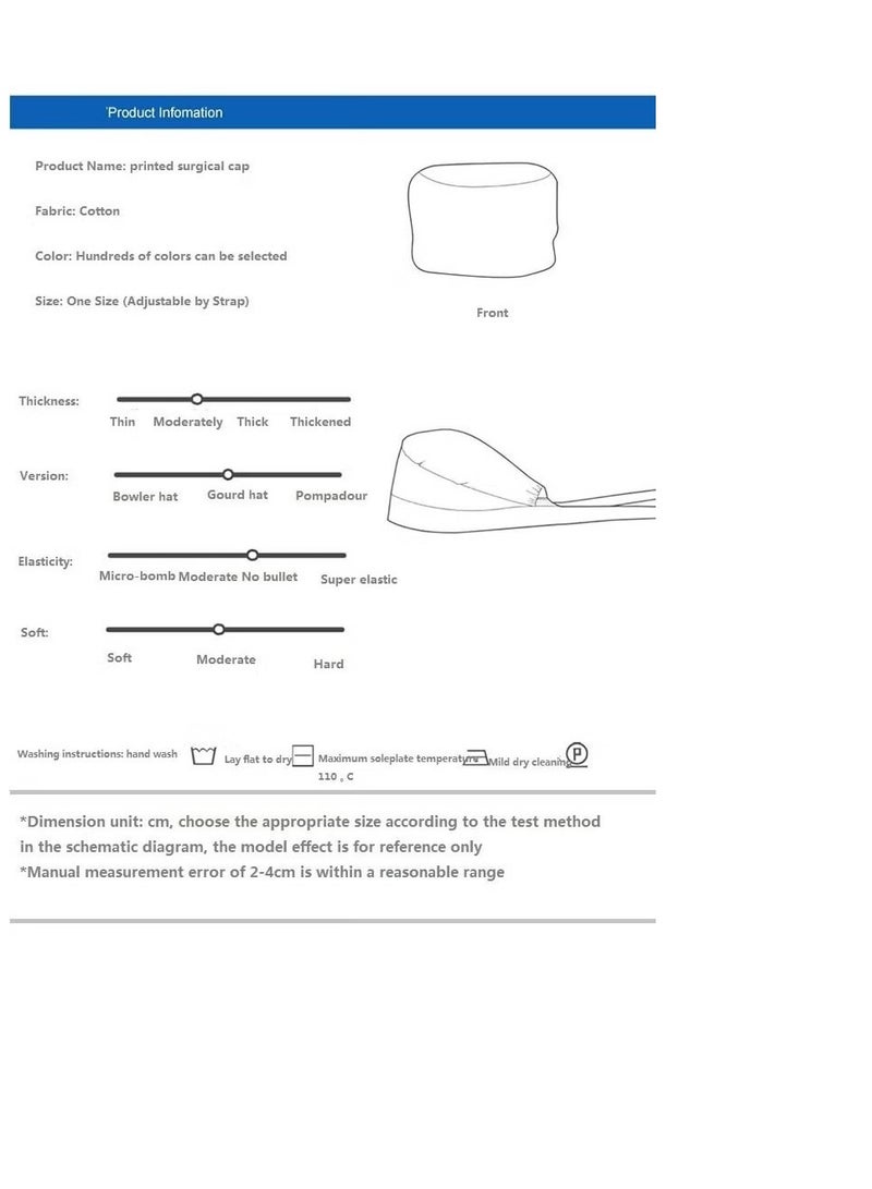 Medical Cotton Surgical Cap Fluffy Cap Adjustable Working Caps With Button And Sweatband - Image 2