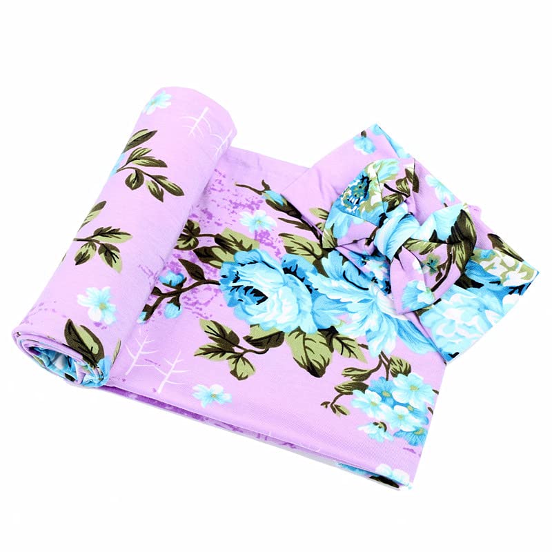 Galabloomer Newborn Baby Sleep Receiving Blanket and Bow Headband Set Baby Swaddle Blanket - Image 4