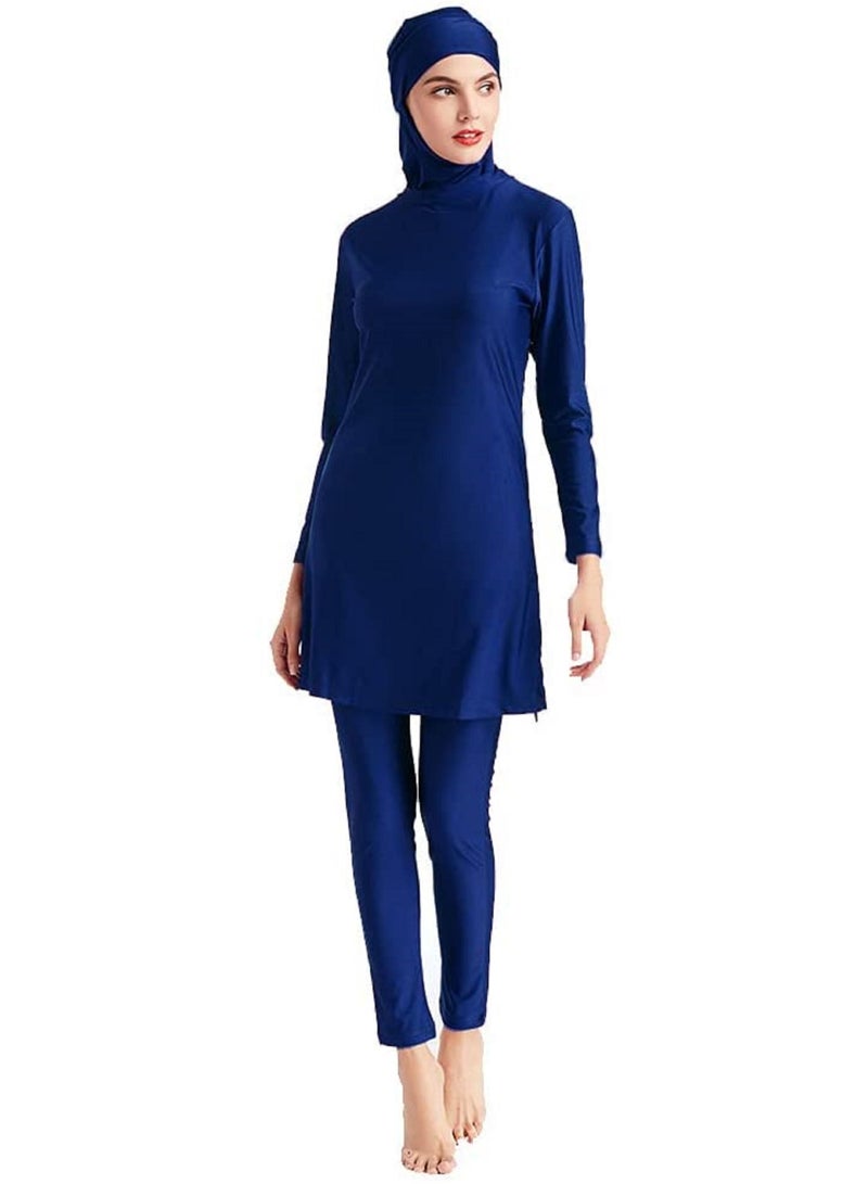 NIBEMINENT Women Modest Swimsuit Conservative Long Sleeve Beachwear Scarf Headscarf Abaya Cap 3 piece Set - Image 2