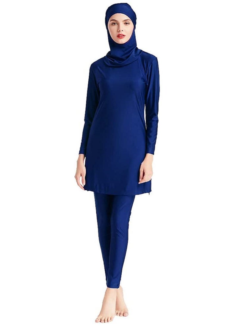 NIBEMINENT Women Modest Swimsuit Conservative Long Sleeve Beachwear Scarf Headscarf Abaya Cap 3 piece Set - Image 1
