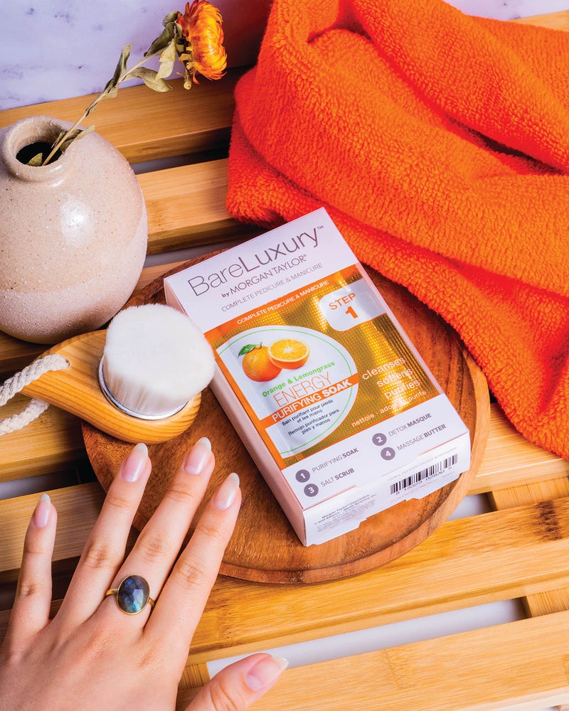 Morgan Taylor BareLuxury 4-Step Complete Pedicure & Manicure Packs (Orange & Lemongrass) - Complete Nail Care Kit with Soak, Masque, Scrub & Massage Butter, Professional Spa-Quality Treatments. - Image 5