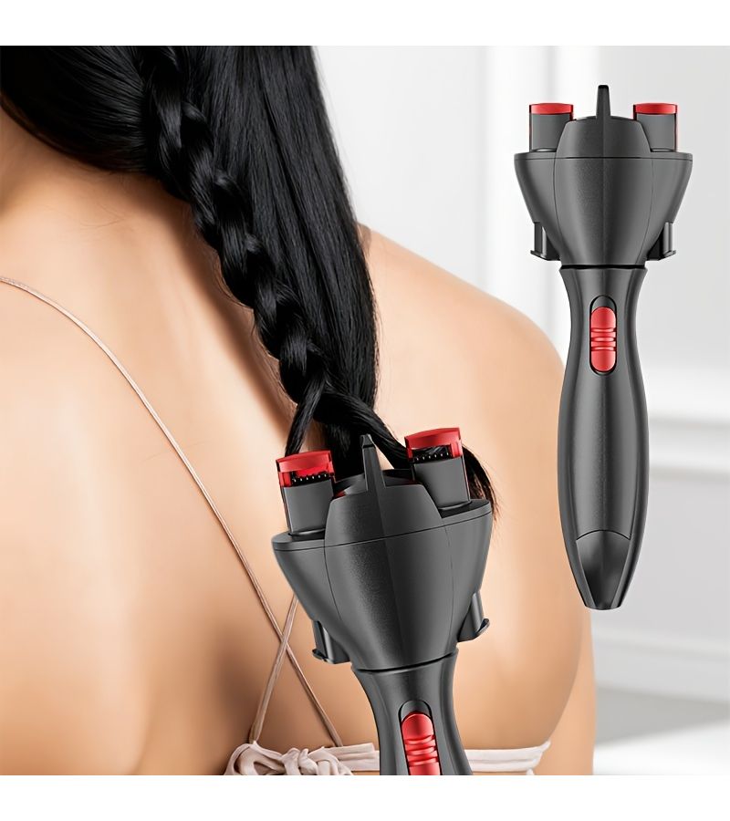 Automatic Hair Braider Wireless Lady Twist Braid Dreadlocks Style Curler Black - Image 2
