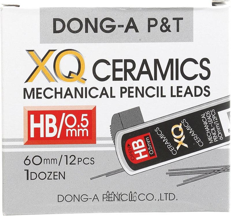 Dong-A XQ Ceramics Mechanical Pencil Leads - HB, 0.5mm, Set of 12 Pieces