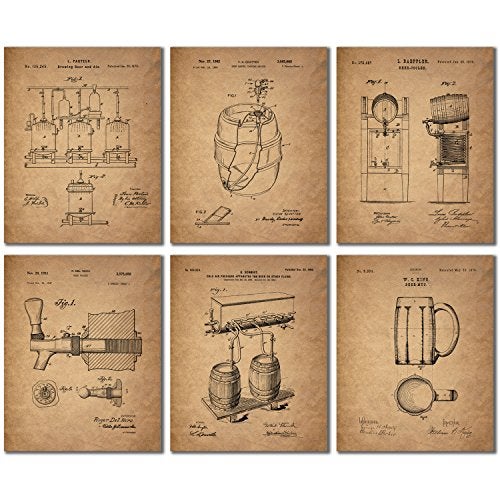 BigWig Prints Beer Patent Wall Art Prints - Set Of 6 (8 Inches By 10 Inches) Vintage Bar Photos - Image 1