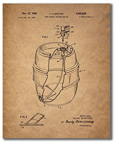 BigWig Prints Beer Patent Wall Art Prints - Set Of 6 (8 Inches By 10 Inches) Vintage Bar Photos - Image 3