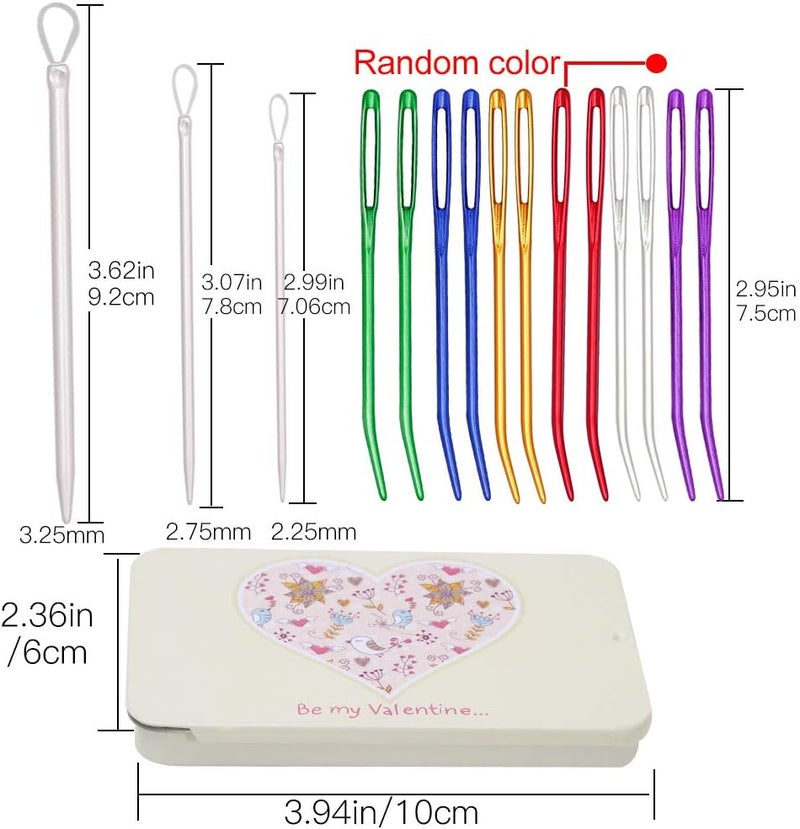 UOOU Yarn Needle,15PCS Bent Needle Tapestry Needle Set Wool Needles Large Eye Needles Sewing Needles Weave Knitting Needles with Box(Random Color) - Image 3
