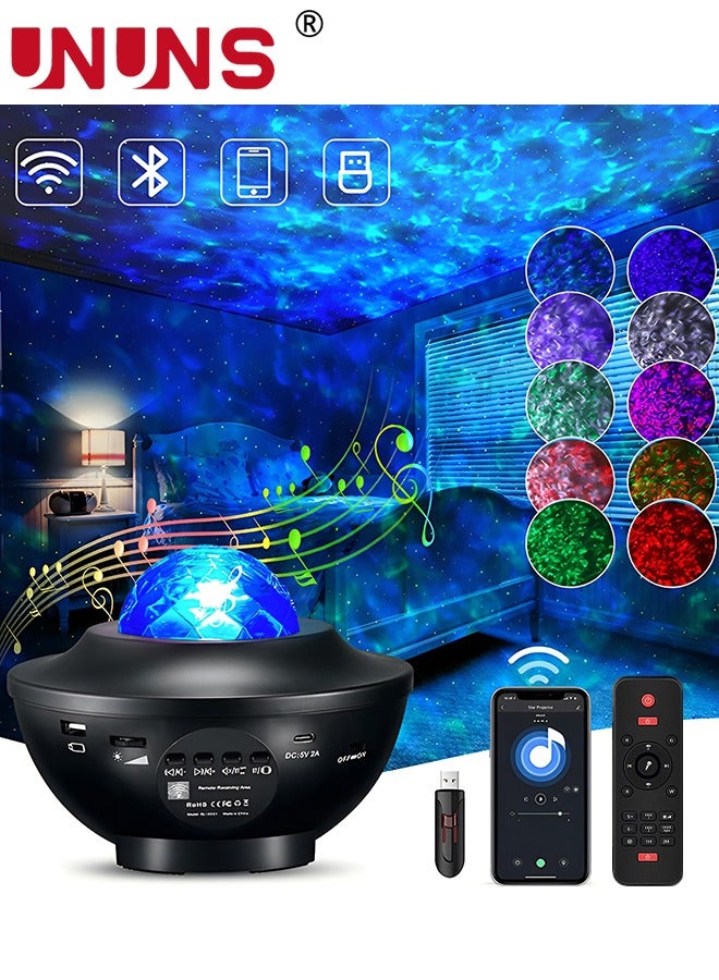 UNUNS Star Night Light Projector,3-in-1 LED Galaxy Projector,10 Color Bluetooth Night Lamp With Timer Remote,For Kids Bedroom Decor Game Room Home Theatre - Image 1
