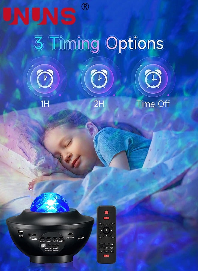 UNUNS Star Night Light Projector,3-in-1 LED Galaxy Projector,10 Color Bluetooth Night Lamp With Timer Remote,For Kids Bedroom Decor Game Room Home Theatre - Image 4