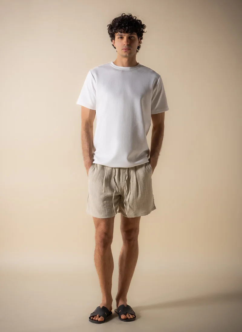 شايبس PLEATED LINEN BLEND COMFORT SHORTS