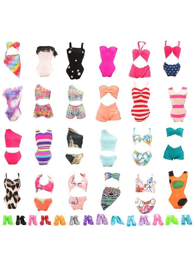 Barwa 5 مجموعات من ملابس السباحة وملابس السباحة والشاطئ والبيكيني وملابس الاستحمام مع الأحذية للدمية مقاس 11.5 بوصة… - Image 2