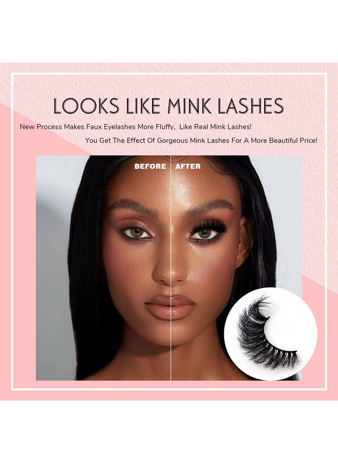 royaomis - False Eyelashes 20Mm Cat Eye Fluffy Mink Lashes Faux Mink Eyelashes 10 Pairs 8D Dramatic Long Thick Volume Fake Eyelashes(Z67) - Image 1