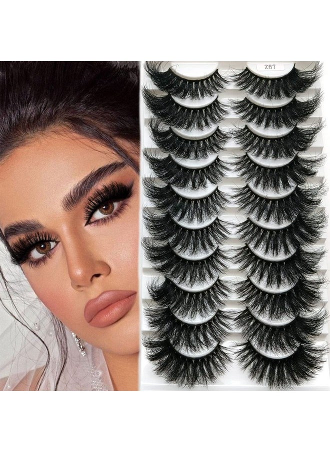 royaomis - False Eyelashes 20Mm Cat Eye Fluffy Mink Lashes Faux Mink Eyelashes 10 Pairs 8D Dramatic Long Thick Volume Fake Eyelashes(Z67) - Image 1