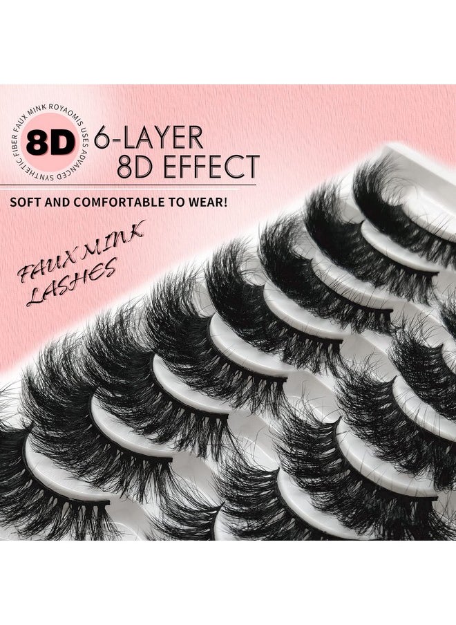 royaomis - False Eyelashes 20Mm Cat Eye Fluffy Mink Lashes Faux Mink Eyelashes 10 Pairs 8D Dramatic Long Thick Volume Fake Eyelashes(Z67) - Image 1