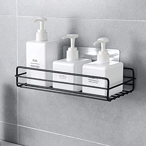 RAIYARAJ Raiyaraj Metal Powder Coated Multipurpose Kitchen Bathroom Shelf Wall Holder Storage Rack Bathroom Rack Storage Box Strong Magic Sticker Shower Rack Shelf Black  - Image 2