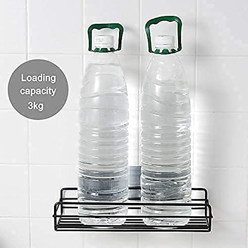 RAIYARAJ Raiyaraj Metal Powder Coated Multipurpose Kitchen Bathroom Shelf Wall Holder Storage Rack Bathroom Rack Storage Box Strong Magic Sticker Shower Rack Shelf Black  - Image 3