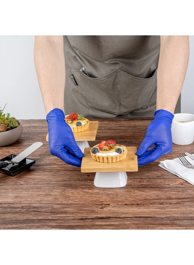 Restaurantware حامل الطعام هامبتونز 5.4 × 5.4 × 2.6 بوصة، حامل تقديم واحد - قاعدة بورسلين بيضاء، قابلة للغسل في غسالة الصحون، حامل عرض حلوى من الخيزران، متعدد الاستخدامات، للحفلات، البوفيهات، أو خدمات الطعام - Image 5