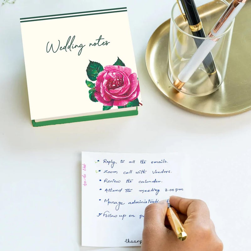 CHAARPAI Jotter Notepad For Daily Notes & Ideas | Stylish Wedding Notes Memo Pad for Journal | Writing Pad Diary for Students, Kids, Lists, Small NoteBook With 200 Blank Pages Size-4X4 Inch - Image 5