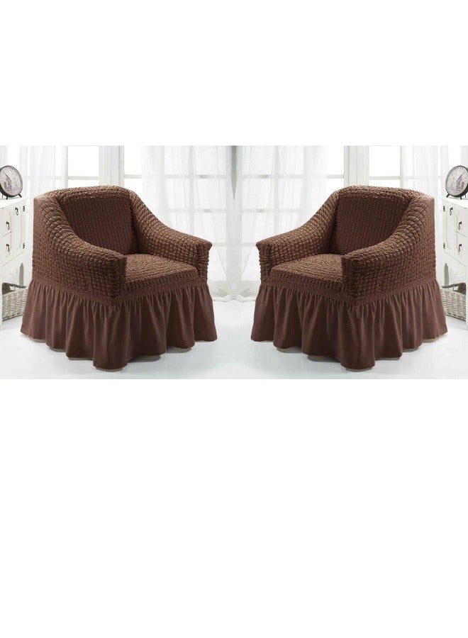 آيفوري هوم طقم غطاء كنب، غطاء كنب مرن مكون من ٤ قطع، قطعتين من أغطية الكراسي وقطعتين من أغطية الكنب. الطقم مناسب لجميع أحجام الكراسي والأرائك. - Image 2