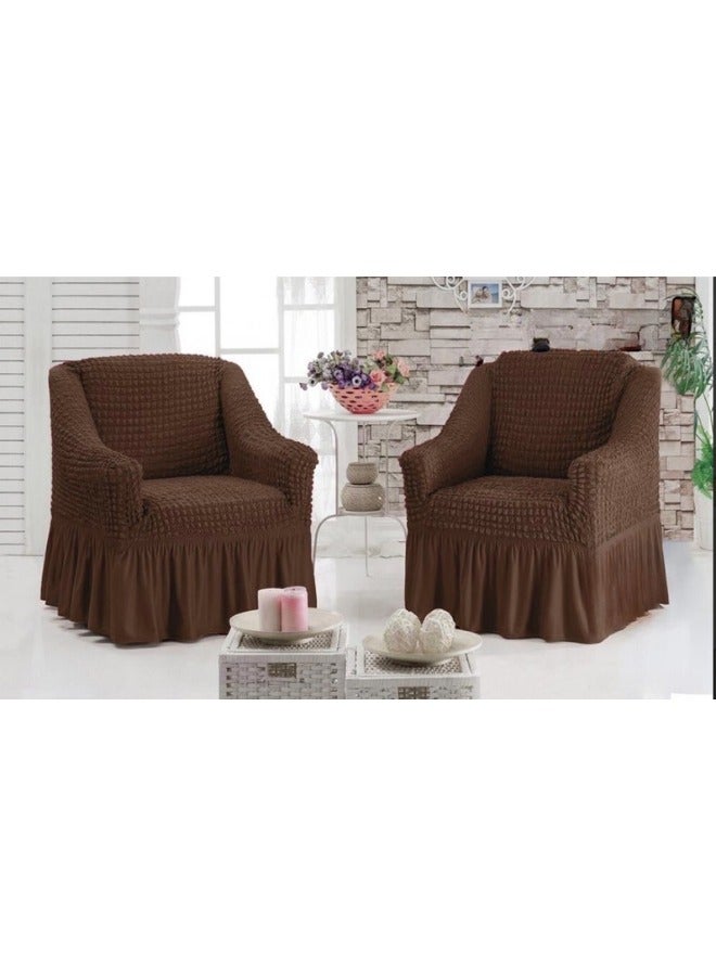 آيفوري هوم طقم غطاء كنب، غطاء كنب مرن مكون من ٤ قطع، قطعتين من أغطية الكراسي وقطعتين من أغطية الكنب. الطقم مناسب لجميع أحجام الكراسي والأرائك. - Image 5