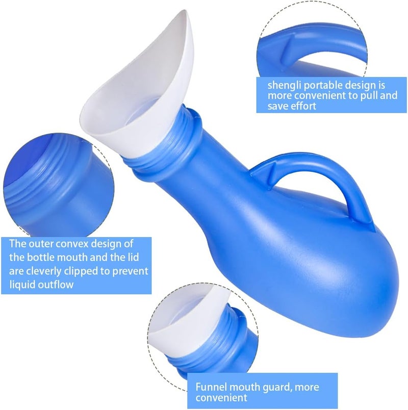 CUNQN Unisex Urinal Portable Urine Bottles Urinals for Men Woman Emergency Toilet Plastic Pee Container with Lid 1000ML for Camping Outdoor Travel - Image 3