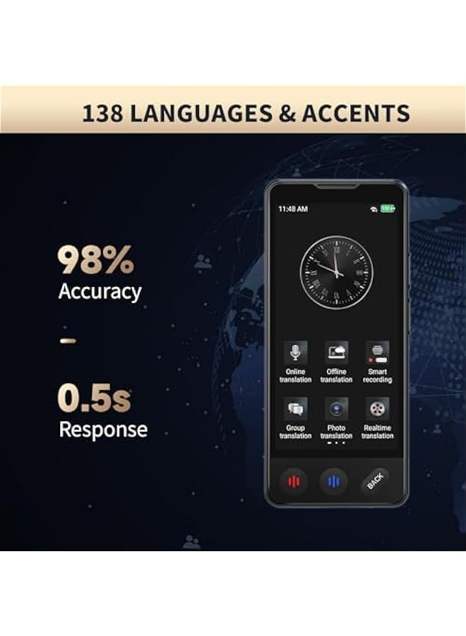 ANKOVO Language Translator Device No WiFi Needed, 2024 Upgraded High-end Business Translator, Ai Voice Instant Two-Way 138 Language Translator, 5 HD Offline/Recording/Photo Translation for Business, Black - Image 3
