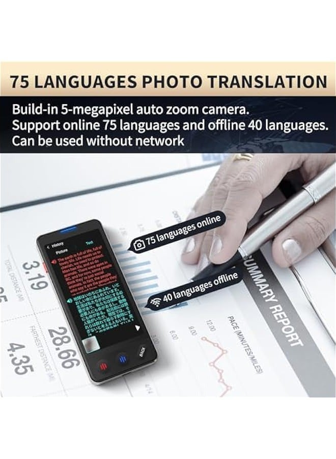 ANKOVO Language Translator Device No WiFi Needed, 2024 Upgraded High-end Business Translator, Ai Voice Instant Two-Way 138 Language Translator, 5 HD Offline/Recording/Photo Translation for Business, Black - Image 4