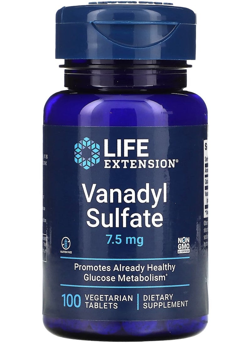 Vanadyl Sulfate, 7.5 mg, 100 Vegetarian Tablets