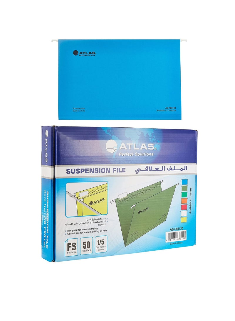 ATLAS ملف تعليق مكون من 50 قطعة باللون الأزرق - Image 1