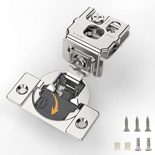 FURNIWARE [Closing Speed Control] 20 Pack 1-1/4 Inch Overlay Soft Close Hinges for Face Frame Cabinet, 4D Adjustment, Stainless Steel Kitchen Cabinet Hardware, 105° Open Concealed Self Closing Hinge - Image 1
