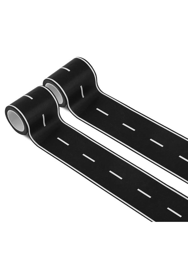 HMPBEFU 2 Pack 32.8 ft x 2in. Black Roadway Track Tape, Road Tape for Toy Cars, Sticks to Flat Surfaces, No Residue - Image 1