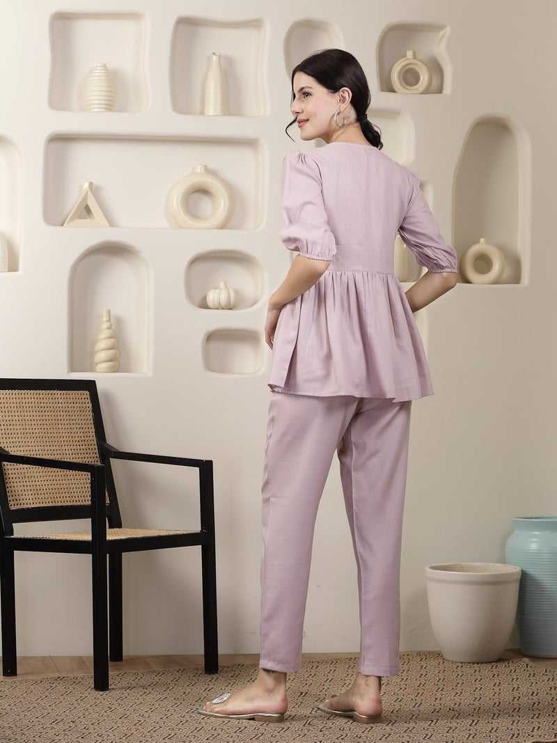Stylum Women's Embroidered Cotton Blend Kurti Pant Set - Image 2