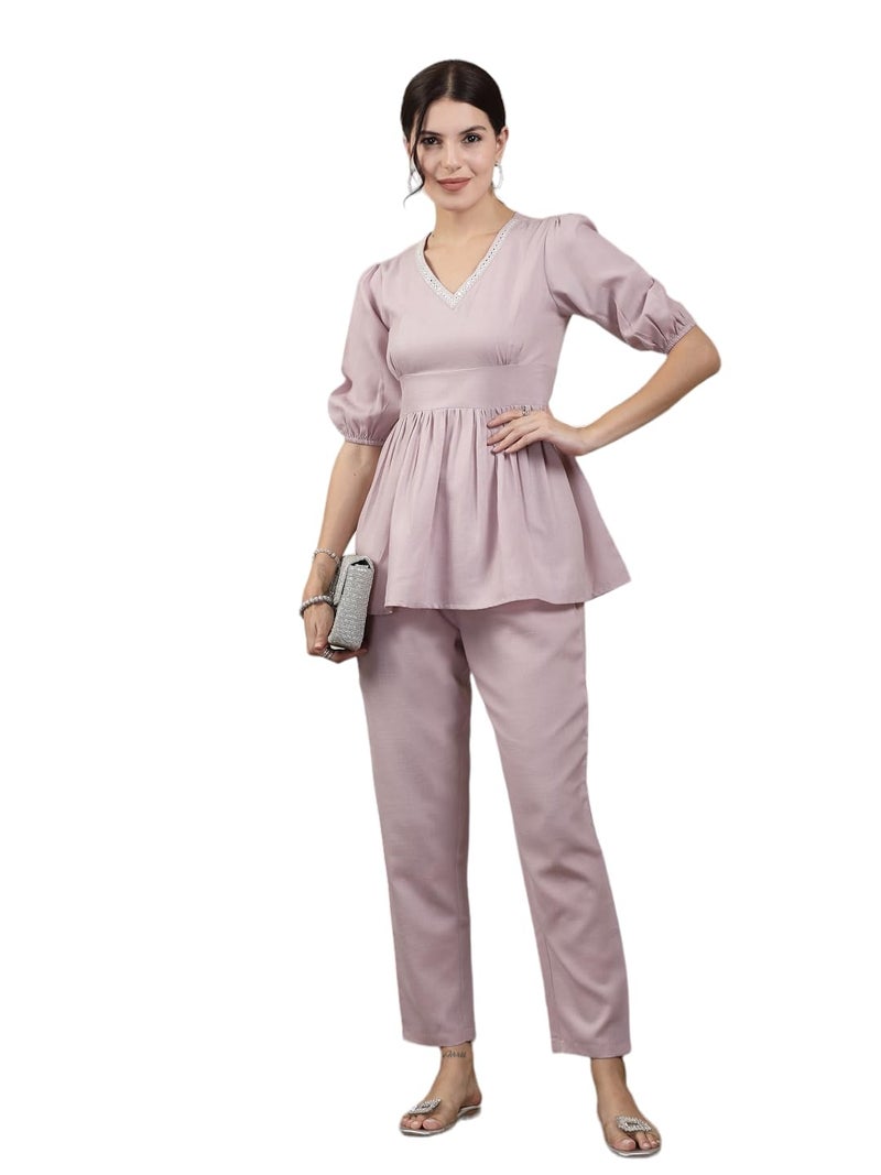 Stylum Women's Embroidered Cotton Blend Kurti Pant Set - Image 1