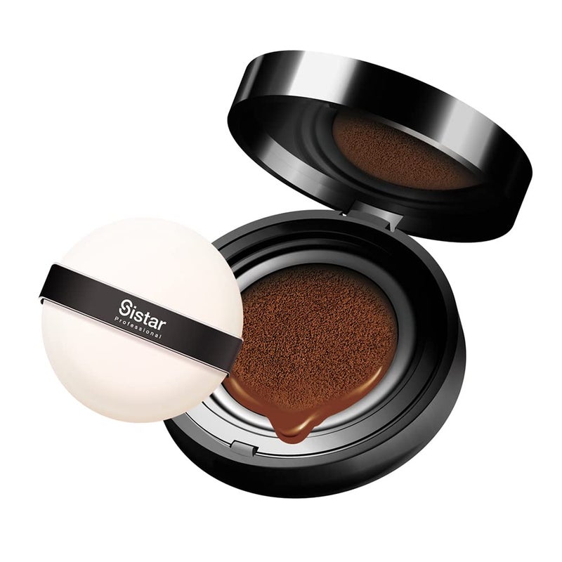 Sistar Skin Perfecting BB Cushion Full Coverage Long Lasting Natural Glow Foundation On The Go Case With Mirror Mocha