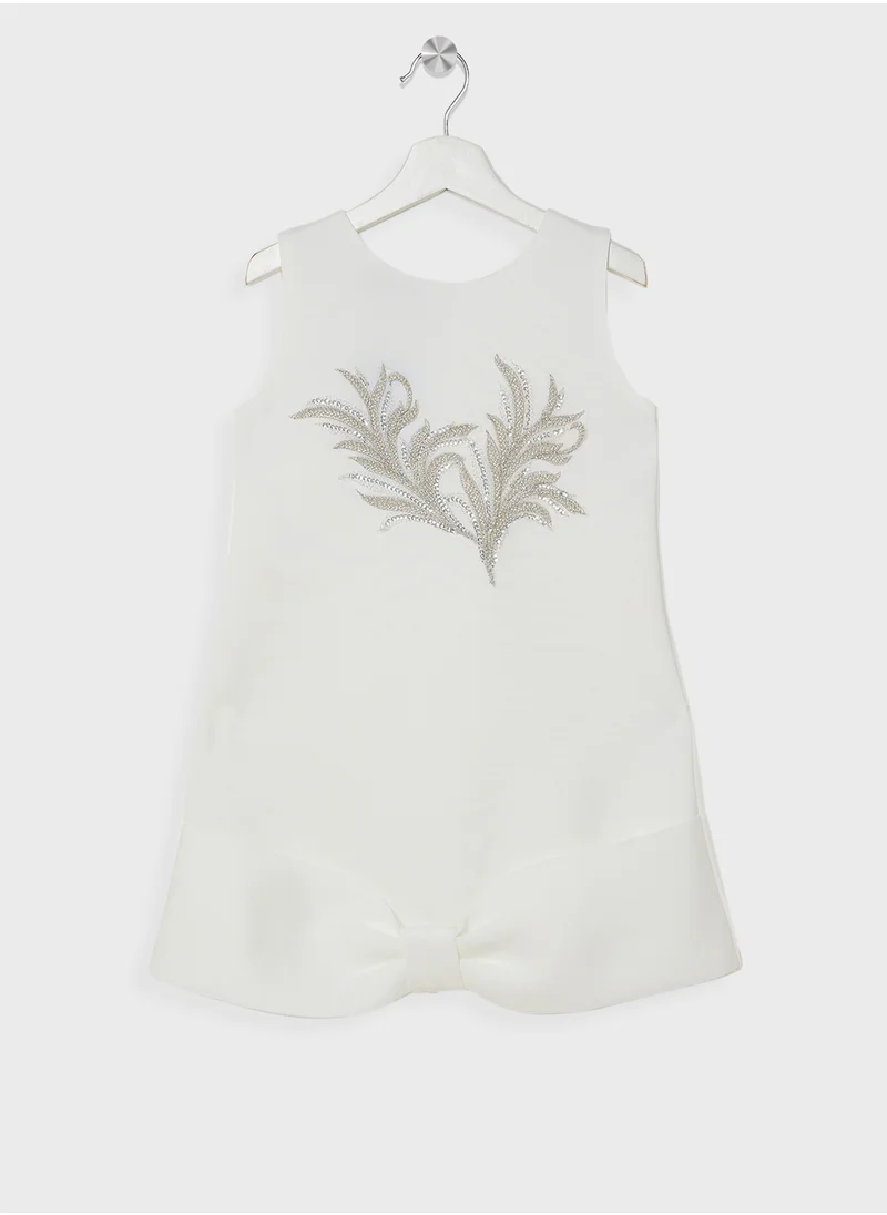 Little Golden Apple Little Cut Sleeves With Bow Design Dress