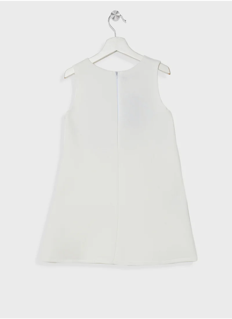 Little Golden Apple Little Cut Sleeves With Bow Design Dress