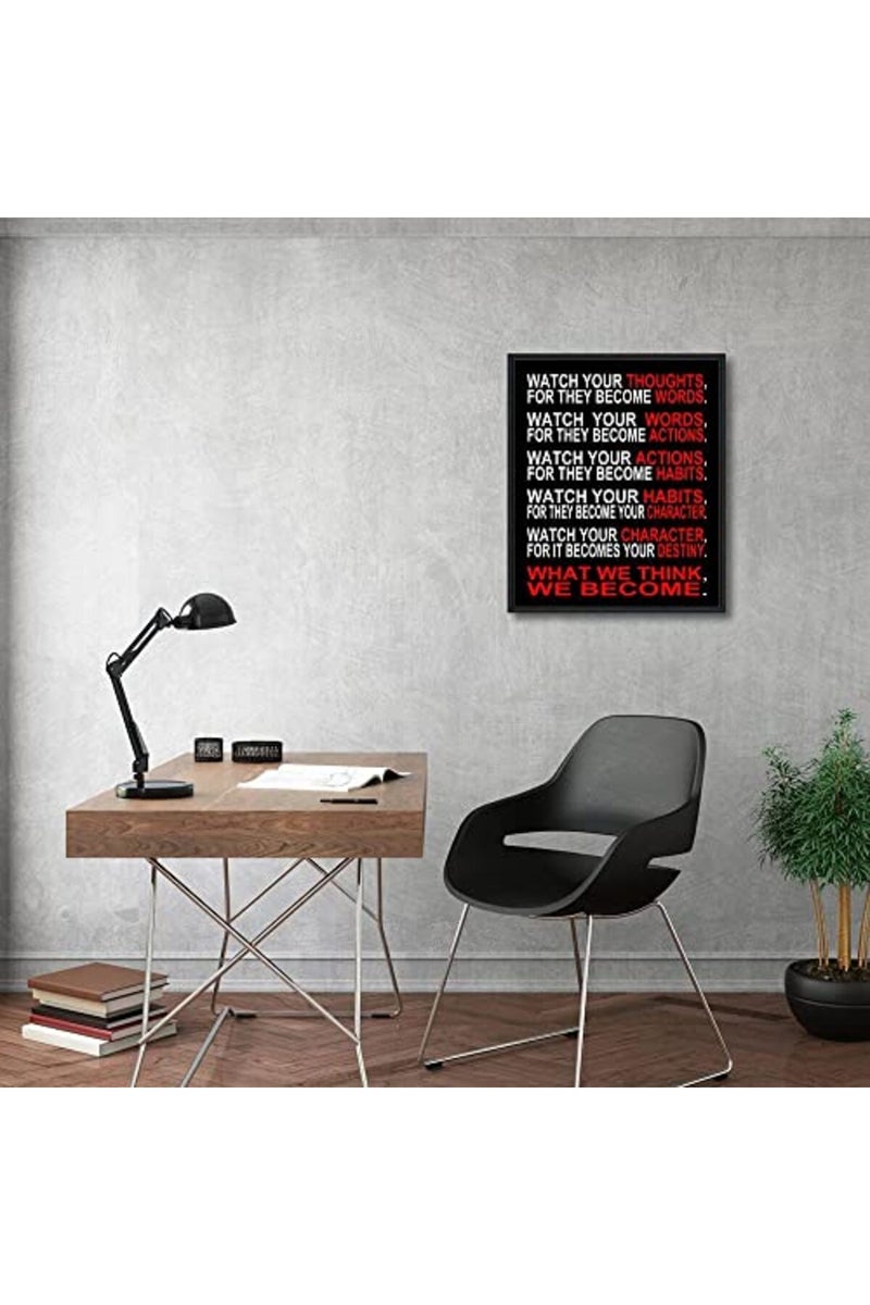 Pyradecor Black Framed Watch Your Thoughts Motivational Classroom Poster Modern Canvas Prints for Office Living Room Home Decorations Giclee Pictures Artwork - Image 2