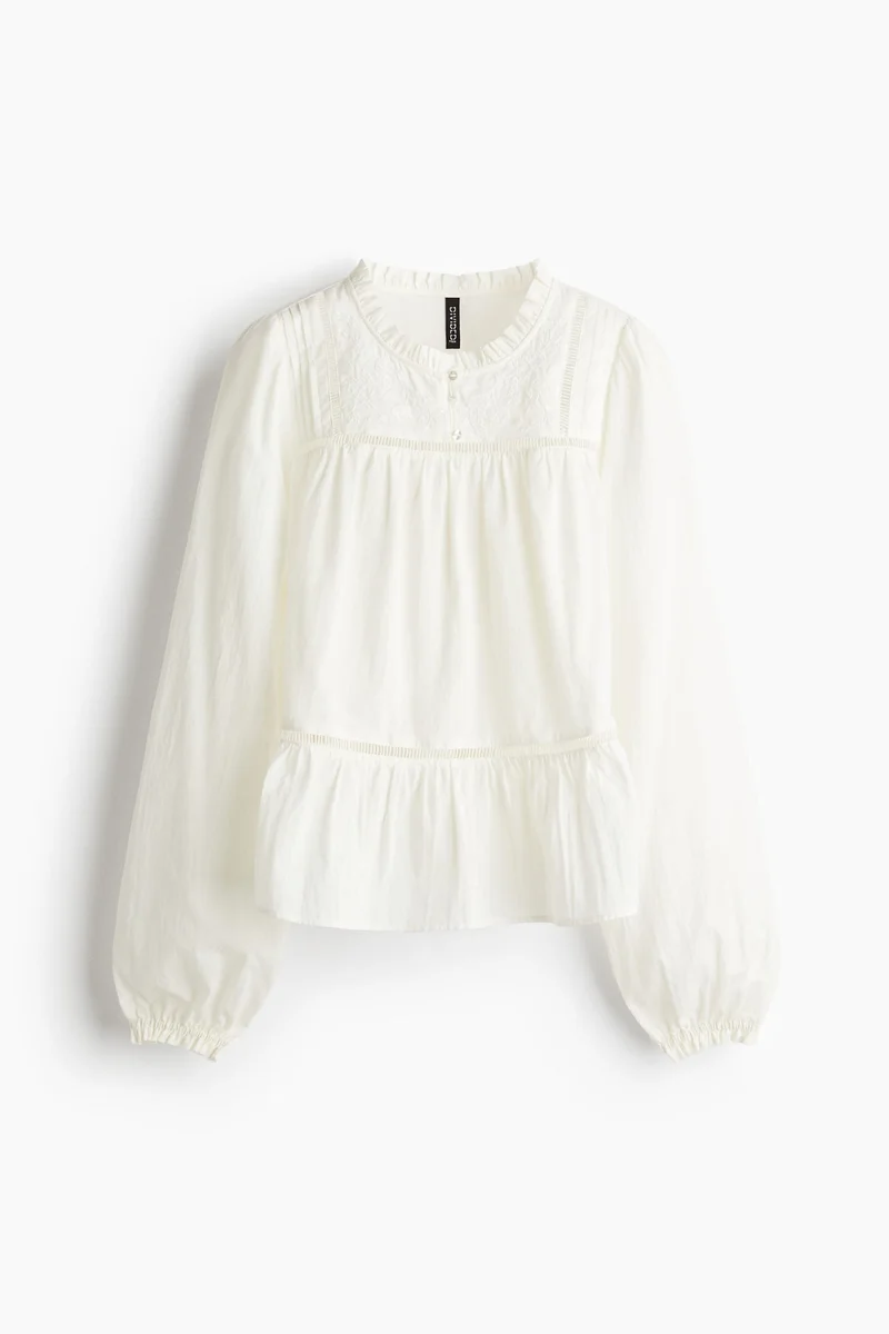 H&M Embroidered cotton blouse