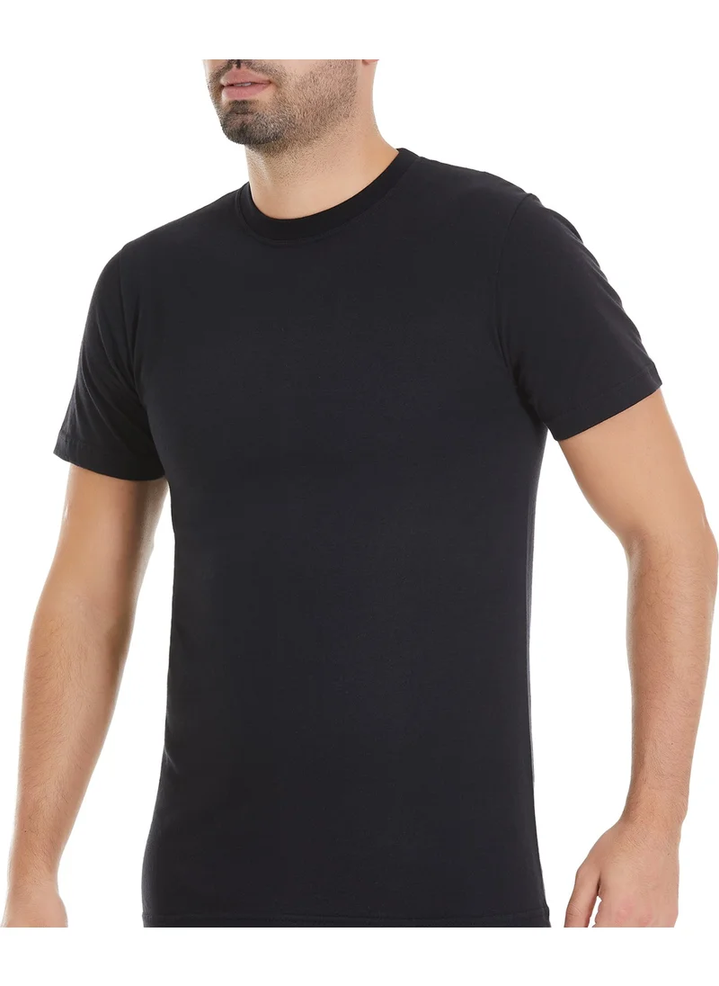 Yıldız Çamaşır Yıldız Laundry 100% Cotton Crew Neck Men's Undershirt Black 6 Pieces