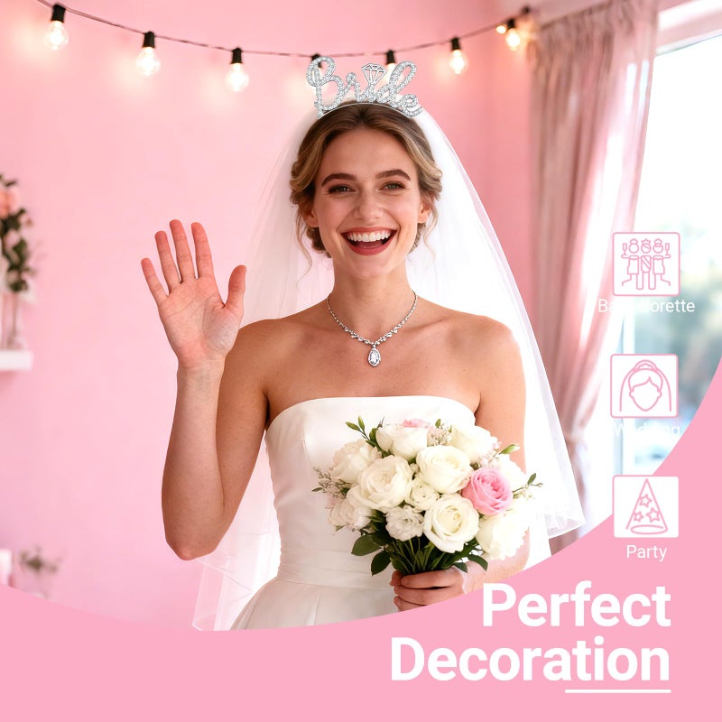 Papoopy 3Pcs Bride to Be Headband with Sash and Veil for Bachelorette Party Decorationsï¼ŒBridal Shower Favors, Bridal Accessories for Gift - Image 4