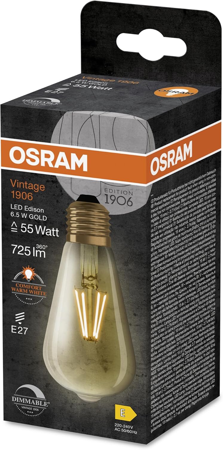 Osram E27 Vintage LED Bulb 1906 Gold Filament - Image 5