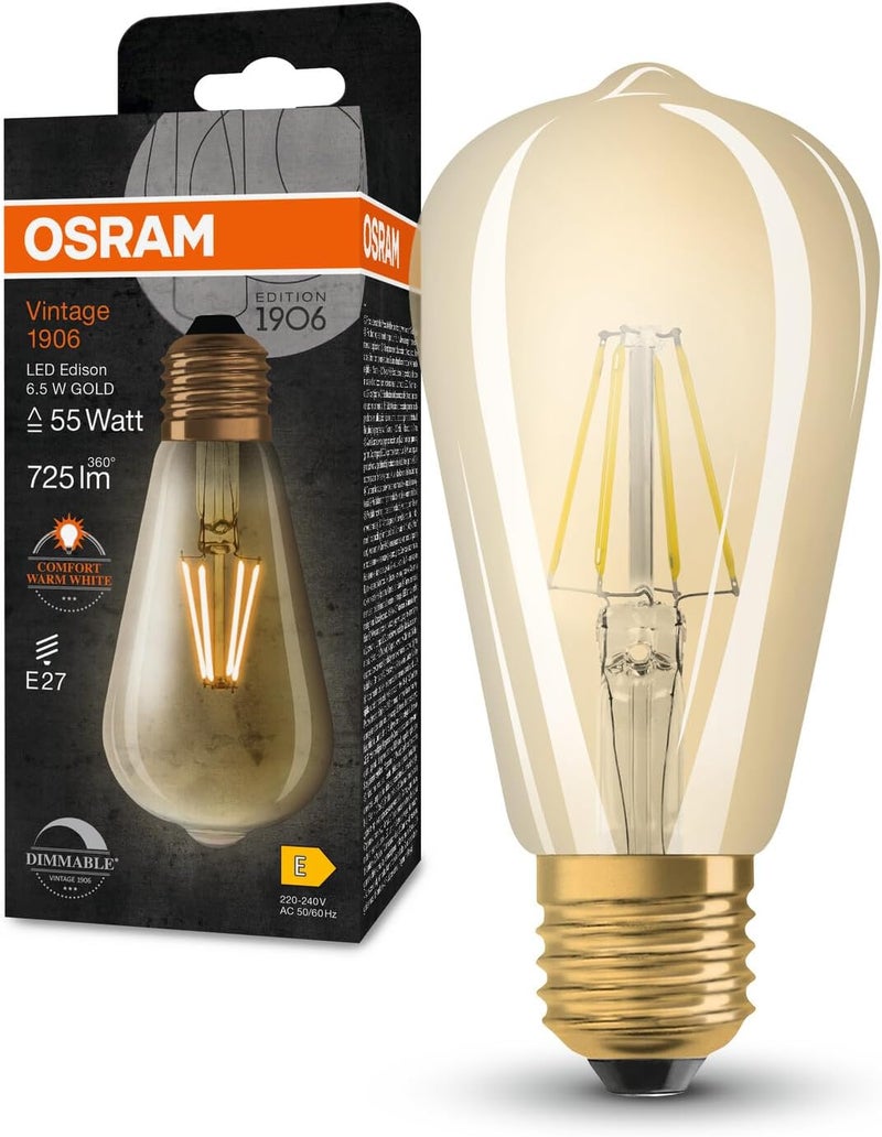OSRAM Osram E27 Vintage LED Bulb 1906 Gold Filament - Image 1
