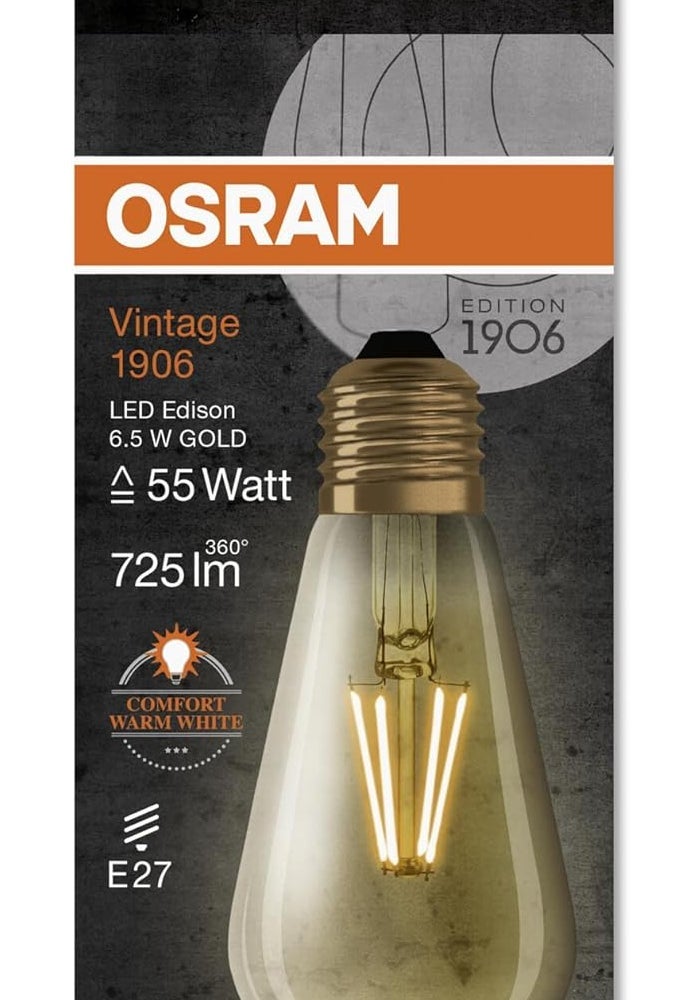OSRAM Osram E27 Vintage LED Bulb 1906 Gold Filament - Image 5